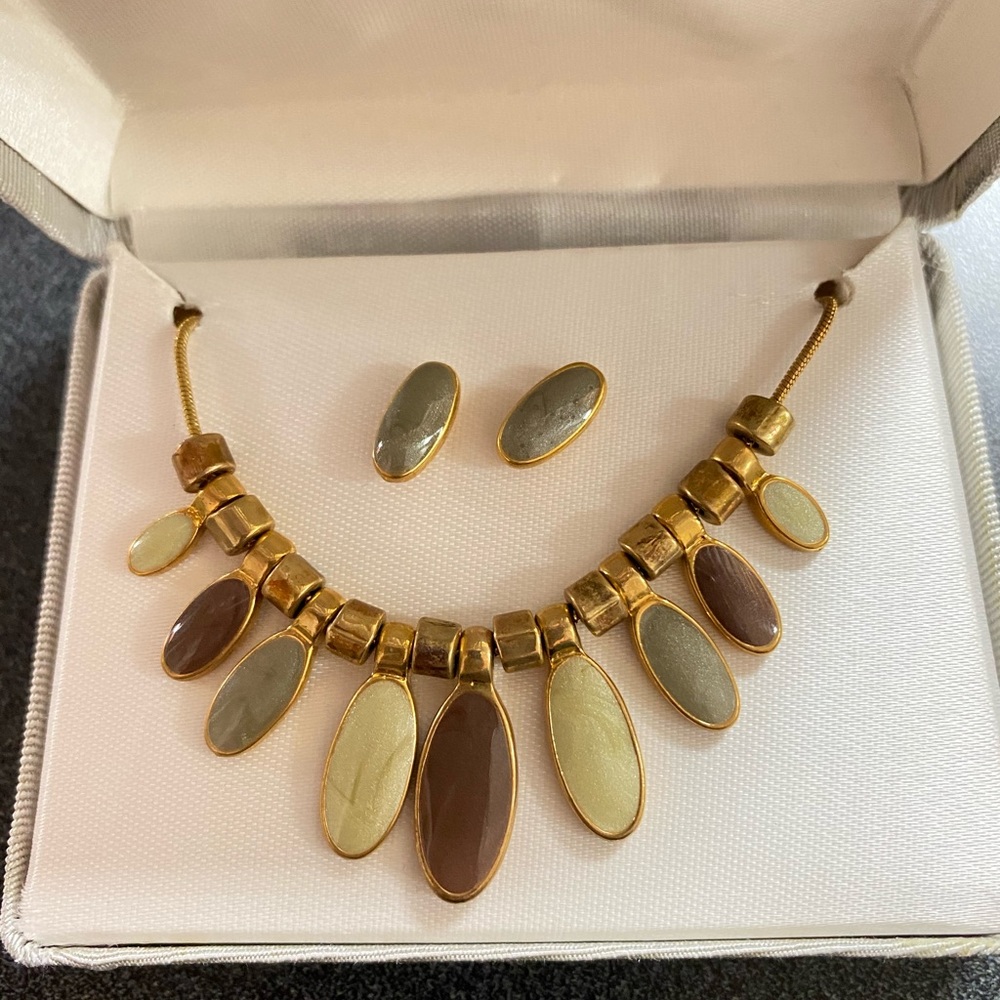 French Laundry Earth Tone Necklace Earring Set